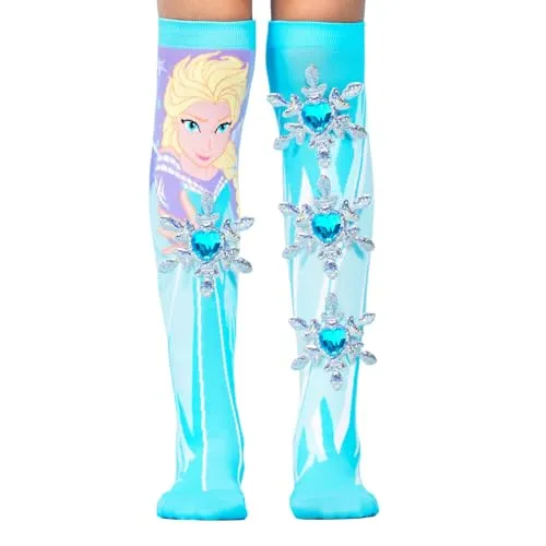 Madmia Mädchen Disney Frozen Sockenpaar, Blau, 6-99 - Funky Frozen-Socken im zauberhaften Design mit glitzernden Schneeflocken – ideal für Kinder und Erwachsene von 6 bis 99 Jahren. Bequem und langlebig für jeden Anlass!