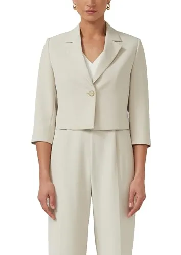 s.Oliver Cropped-Blazer mit 3/4-Ärmeln - Eleganter Cropped-Blazer mit 3/4-Ärmeln, regulärer Passform und pflegeleichter Crêpe-Qualität. Ideal für Business-Anlässe und festliche Outfits.