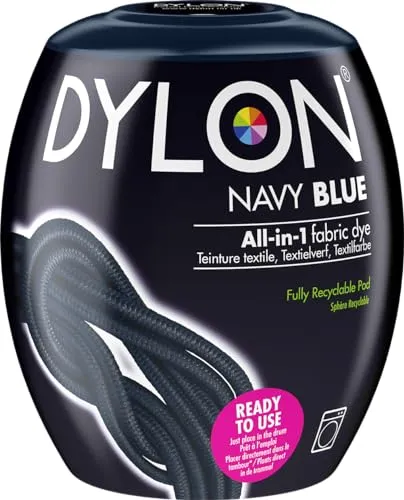 Dylon Maschine Dye Pod Marineblau - Textilfarben für natürliche Stoffe, einfache Anwendung in der Waschmaschine, färbt in nur 3 Zyklen und bietet langanhaltende Ergebnisse.
