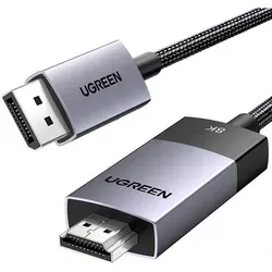 UGREEN DisplayPort auf HDMI Kabel 8K 60Hz - Hochwertiges 1M DP auf HDMI Kabel für brillante 8K 60Hz und 4K 240Hz Übertragungen. Robuste Bauweise und universelle Kompatibilität für stabile Video- und Audioübertragung.