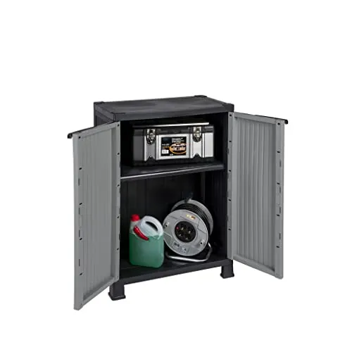 Kreher Noble Kunststoffschrank 1 Boden - Moderner Balkonschrank aus Kunststoff mit 2 Türen, ideal für Wintergarten und Garage. Praktisch und platzsparend mit einer Höhe von 92,1 cm.
