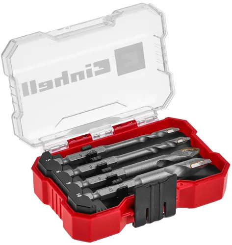 EINHELL Fliesenbohrer-Set 51404, 4-teilig im XS-Case - Zubehör für Elektrowerkzeug: 4-tlg. Set für präzises Anbohren von harten Materialien wie Marmor und Feinsteinzeug, mit scharfen Schneidkanten und praktischer Aufbewahrungsbox.