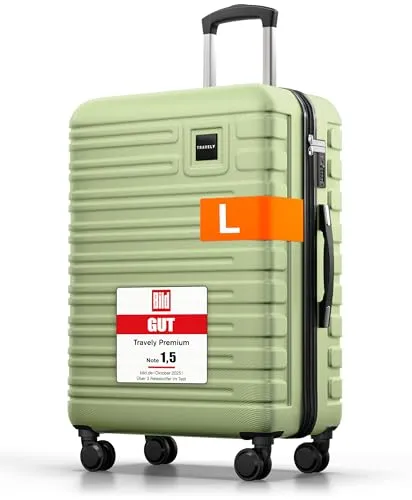 Travely Handgepäck-Trolley - Polycarbonat Koffer mit TSA-Schloss - Koffer mit 4 leichten 360° Rollen, ideal für stressfreies Reisen. Robustes Polycarbonat und TSA-Zahlenschloss sorgen für Sicherheit und Langlebigkeit.