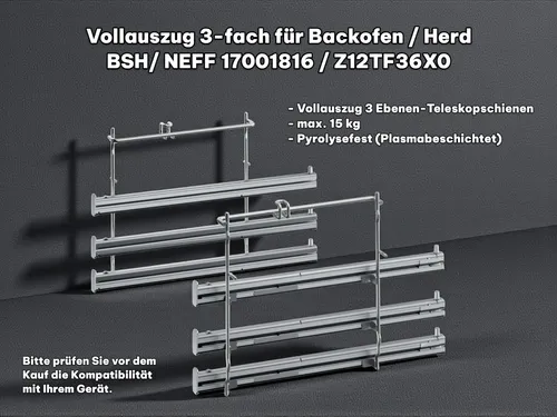 NEFF Teleskop-Vollauszug 3-fach Z12TF36X0 - Backofen- & Herdteile, ideal für müheloses Herausziehen von Backblechen und eine einfache Handhabung beim Kochen.