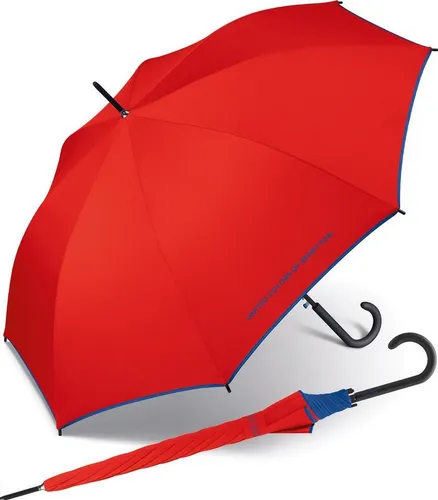 United Colors of Benetton Stockregenschirm großer Regenschirm mit Auf-Automatik und Logo, einfarbig mit Kontrastfarben am Schirmrand