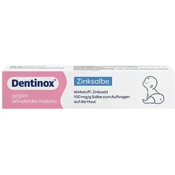 Dentinox Zinksalbe gegen Windeldermatitis - Arzneimittel zur effektiven Behandlung von Windeldermatitis, schützt die empfindliche Babyhaut mit entzündungshemmendem Zinkoxid und bildet eine schützende Barriere gegen Feuchtigkeit.