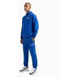 EA7 Herren Trainingsanzug Tennis Pro blau (L) - Sportlicher Trainingsanzug aus 100% Polyester. Mit Kapuze, Reißverschluss und elastischer Passform ideal für Tennis und Multisport. Vier praktische Taschen bieten zusätzlichen Stauraum.