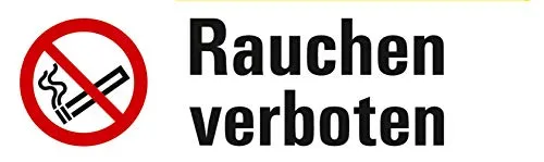 Aufkleber Verbot Schild "Rauchen verboten" Rauchverbot Nichtraucher selbstklebend Hinweisschild 9x2,7cm Made in Germany by MBS-SIGNS