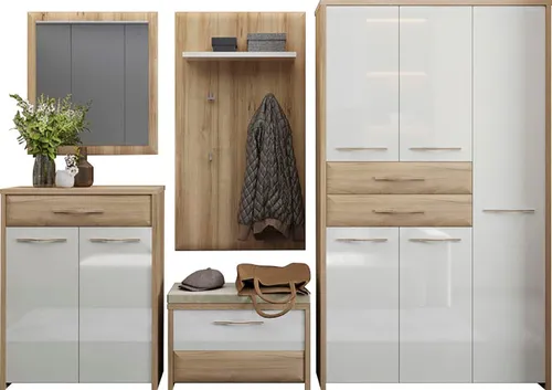Garderoben-Set OTTO HOME "Gala", beige (beige hg, pacific walnuss decor), B:262cm H:192cm T:36cm