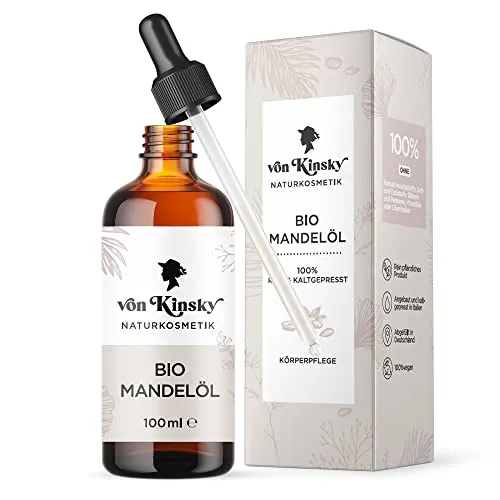 Bio Mandelöl - Bio Almond Oil Rein - 100ml - Massageöl Babyöl Haaröl Körperöl - Hair Baby Vitamin E - von Kinsky
