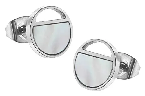 Boccia Ohrstecker aus Reintitan mit Echt-Perlmutt - Hochwertige Ohrringe für Damen aus poliertem Reintitan, hautfreundlich und antiallergisch. Die runde Form und der schimmernde Echt-Perlmutt-Einsatz machen sie zum perfekten Geschenk für jeden Anlass.