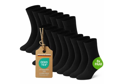 Kemes Socken Herren 43-46 schwarz 8 Paar Baumwolle Elastan Business Herrensocken lange Socken