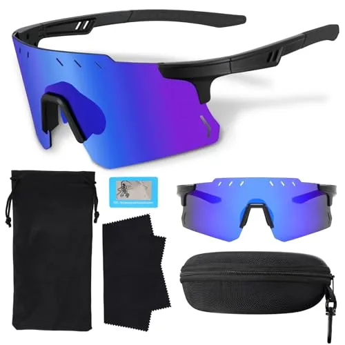 Uilfsur Schnelle Brille Rave Sonnenbrille Herren Damen Polarisiert,Fahrradbrille Sunglasses Herren UV400,Sportbrillen für Outdoor-Aktivitäten wie Reiten Skifahren Angeln Laufen Reisen usw