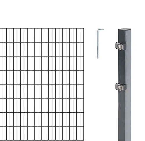 Alberts 653033 Doppelstabmattenzaun 24 tlg. Komplettset - Maschendrahtzaun in anthrazit, 22 m lang und 160 cm hoch, ideal für Sicherheit und Sichtschutz im Garten oder auf dem Grundstück.