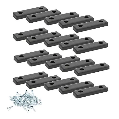 Bodenabstandshalter/Möbelpads/Möbelfüsse zum Anschrauben | sossai® MG2 | Farbe: Schwarz | Größe: 50x14x5 mm | Inkl. Schrauben 20 x