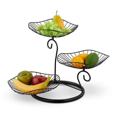 Obst Etagere 3 stöckig - Moderner Obstkorb aus Metall - Elegante 3-stöckige Obstschale aus Eisen, ideal zur stilvollen Präsentation von Früchten. Perfekt für Küche oder Esszimmer.