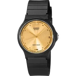 Casio MQ-76-9A Herren Armbanduhr mit champagnerfarbenem Zifferblatt - Moderne Herren Armbanduhr mit analoger Anzeige, schwarzem Harzarmband und wasserdicht bis 10 m. Ideal für den lässigen Alltag und stilvolle Auftritte.