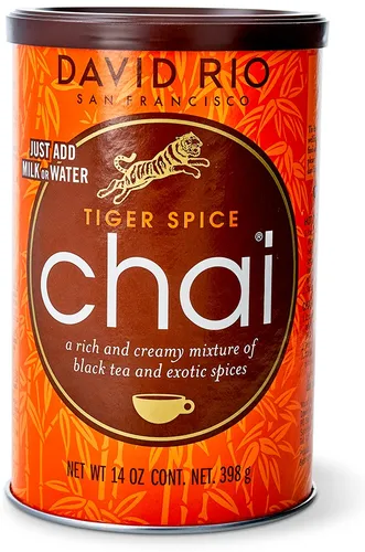 David Rio Tiger Spice Chai Pulver 398 g - Tee für kreative Getränkezubereitung, vollmundiger Geschmack mit exotischen Gewürzen für ein einzigartiges Chai-Erlebnis.