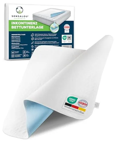 Sensalou Matratzen Auflage 60x60 cm wasserdicht - 2 Stück Inkontinenz Matratzenschutz Unterlage waschbar