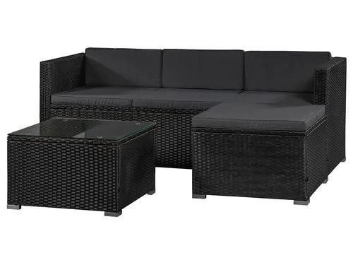 Juskys Gartenlounge Punta Cana - Dunkelgrau, moderne Sitzlounge für 3-4 Personen, wetterfest und pflegeleicht mit waschbaren Kissen