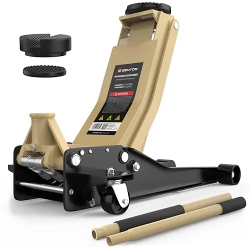 GENTOR Wagenheber 3T Beige - Hydraulischer Profi-Rangierwagenheber - Wagenheber mit 3 Tonnen Tragkraft und nur 75 mm Unterfahrhöhe, ideal für tiefergelegte Autos und SUVs. Perfekt für Werkstätten und ambitionierte Schrauber.