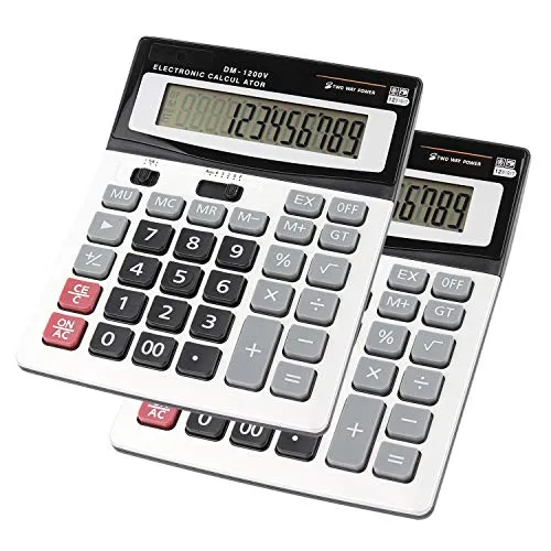 HIHUHEN Taschenrechner, Geschäft Standard-Taschenrechner Dual-Power (Solar und Batterie) Tischrechner (2 x Calculator)