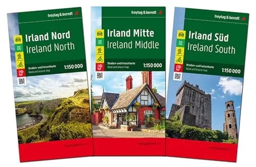 freytag & berndt Straßenkarte Irland Set 1:150.000: Straßen- und Freizeitkarte 3 Blätter in Kunststoff-Hülle, mit Infoguide und Top Tips