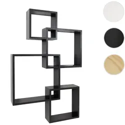Wandregal HWC-P23 - Modernes Schweberegal in Schwarz - Vielseitiges Wandregal mit ineinander verschachtelten Würfeln, ideal zur Dekoration oder als Bücherregal. FSC®-zertifiziert und platzsparend, ideal für jeden Wohnbereich.
