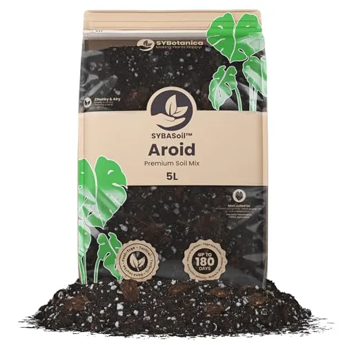 Sybotanica - Monstera Erde (Aroid) 20 L – Premium Coco Blumenerde für Monstera, Philodendron, Aglaonema & mehr, Torffrei Zimmerpflanzen Erde & 180 Tage Bio-Dünger – Für Zimmerpflanzen-Liebhaber