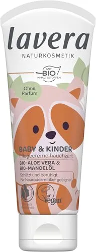 lavera Baby & Kinder Pflegecreme hauchzart - Neurodermitiker geeignet - feuchtigkeitsspendend - schützt & beruhigt - vegan - Naturkosmetik - 75 ml