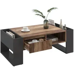 Moderner Couchtisch mit Schublade und offenen Fächern 111 x 60 x 40 cm - Praktischer Wohnzimmertisch aus hochwertiger Spanplatte mit 1 Schublade und 4 offenen Fächern. Pflegeleichte Oberfläche und modernes Design für stilvolle Akzente im Wohnzimmer.