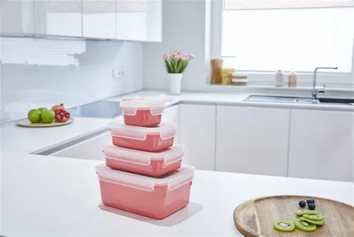 Tefal 4er-Set Master Seal Color N1030910 - Rosa & Koralle - Servierplatten-Set aus BPA-freiem Kunststoff, mikrowellen-, spülmaschinen- und gefrierfest, ideal für die sichere Aufbewahrung von Lebensmitteln in vier praktischen Größen.