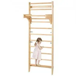 VEVOR Schwedische Leiter Wand Gym 10-Level - Multifunktionale Kletterleiter aus Holz für Indoor-Spielplätze, unterstützt bis zu 99,8 kg und bietet komfortable Griffe. Ideal für aktives Spielen und Fitness zu Hause.