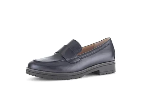 Gabor Damen Slipper - Best Fitting Mokassins in Nightblue (Cognac) - Slipper & Mokassins für Damen, aus hochwertigem Glattleder mit blockabsatz für optimalen Komfort und Stil im Business-Alltag.