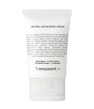Transparent Lab - Retinal Age Reverse Cream, 50ml - Gesichtscreme mit Retinal für Anti-Aging, enthält 3% Hyaluronsäure für intensive Feuchtigkeit und 2% Peptide zur Faltenreduktion.