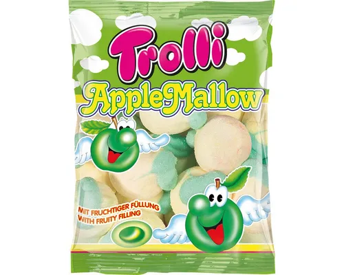 TROLLI Süßigkeit, Trolli Apple Mallow extra softer Schaumzucker mit Füllung 150g