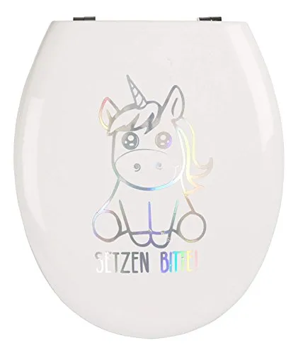 EinhornLiebe WC-Deckel Aufkleber lustiger Einhorn Sticker für Klo-Deckel Wandsticker 25cm x 8cm (SETZEN BITTE)