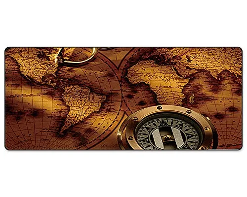 FORRICA Große Gaming Mauspad XXL 900 x 400 mm Mousepad Fransenfreie Ränder Anti Rutsch Schreibtischunterlage Tischunterlage Matte Office rutschfest XXL Gaming Mousepad Weltkarte E