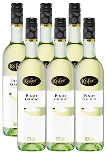 Käfer Pinot Grigio DOC trocken - 6 Flaschen 0,75 Liter - Wein & Sekt, trockener Weißwein mit 12,0 % vol, ideal für besondere Anlässe und Genussmomente.