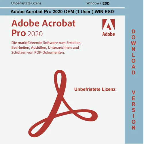 Adobe Acrobat 2020 PRO - Lebenslange Lizenz für Windows - Office-Software-Suite für digitale Dokumentenverwaltung, sofortiger Versand und kein Abo nötig, ideal für effizientes Arbeiten.