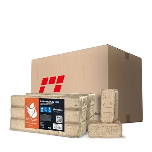 HEIZFUXX Holzbriketts Ruf Original Blue 10kg x 2 Gebinde 20kg 1 Paket Weichholzbriketts Kaminbriketts Ofenbriketts Brennholz Brikett Gluthalter Briketts Paligo