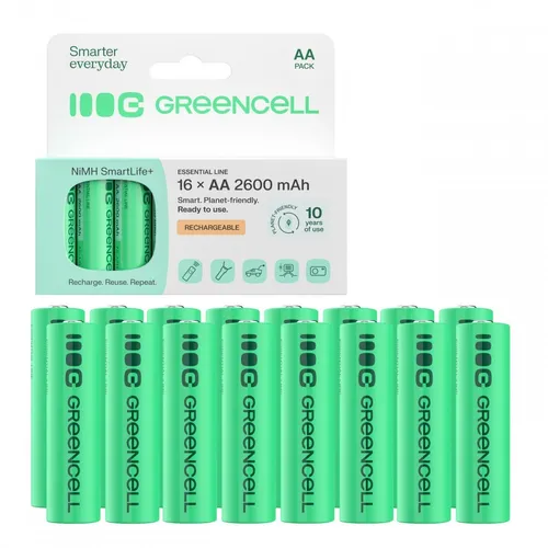 Green Cell GR10 Wiederaufladbare Akkus 16x AA R6 Ni-MH 2600mAh (GR10)