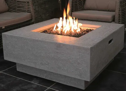 Gardenforma Gas Feuerstelle Raung - Hochwertige Faserbeton Feuerstelle in eleganter Beton-Optik, perfektes Highlight für Garten und Terrasse