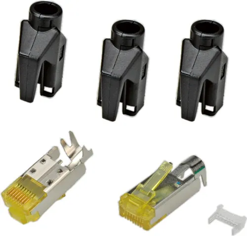 RJ45-Hirose Stecker STP, TM31 schwarz, Cat.6A – 50 Stück - Hochwertige RJ45-Hirose Stecker STP, TM31 in Schwarz, ideal für schnelle Netzwerkverbindungen. Robust und zuverlässig, perfekt für professionelle Installationen.