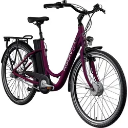 E-Bike AGON "Axis" Gr. 48, lila - Pedelec für Damen & Herren - E-Bikes, 26 Zoll Citybike mit tiefem Einstieg und 5 Unterstützungsstufen, perfekt für Pendeln und entspannte Touren. Leichter Aluminiumrahmen für komfortable Sitzposition und große Reichweite bis 115 km.
