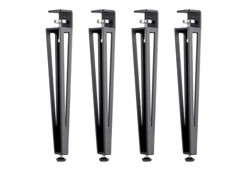 SO-TECH® F-Form Tischbein - Konisch zulaufend, Schwarz, 464 mm, 4er Set - Hochwertige Tischbeine in modernem Design, konisch zulaufend für Stabilität und Eleganz. Ideal für Parkett & Laminat dank 3M Klebe-Filz-Pads. Einfach zu montieren mit Klemmschraube.