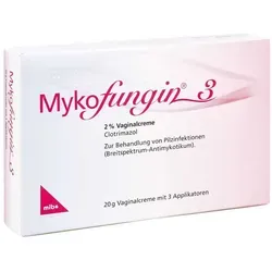 Mykofungin 3 - Antimykotikum gegen Scheidenpilz - Arzneimittel zur Behandlung von Scheidenpilzinfektionen mit dem Wirkstoff Clotrimazol, der schnell und nachhaltig Symptome wie Juckreiz und Ausfluss lindert.