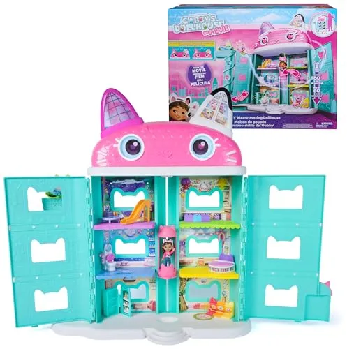 Gabby's Dollhouse Dollhouse 6074334 - Spielfigur Spielsets mit über 2 Fuß großem, magischen Dollhouse, 6 katzen-inspirierten Zimmern und Cat-a-vator für aufregende Abenteuer. Enthält Gabby Girl Figur und QR-Code für zusätzliche App-Überraschung.