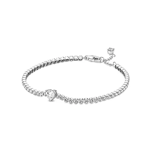 PANDORA Armband Timeless "Funkelndes Herz" - Armbänder für Damen, elegantes Sterling-Silber mit funkelndem Pavé aus Cubic Zirkonia und verstellbarem Karabinerverschluss für perfekten Sitz.