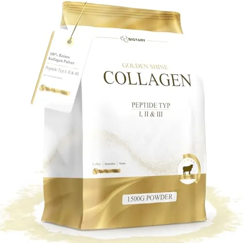 BIOTARY Collagen Pulver 1500g – 100% reines Kollagen Hydrolysat - Innovatives Collagenpulver mit exzellenter Löslichkeit für alle Getränke und Speisen. Ohne Zusatzstoffe, geschmacksneutral und laborgeprüft für höchste Qualität.